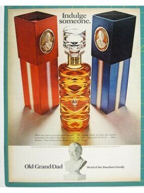 Print Ad Old Grand Dad Bourbon Whiskey 1960s Vintage Barware MOD Cocktail